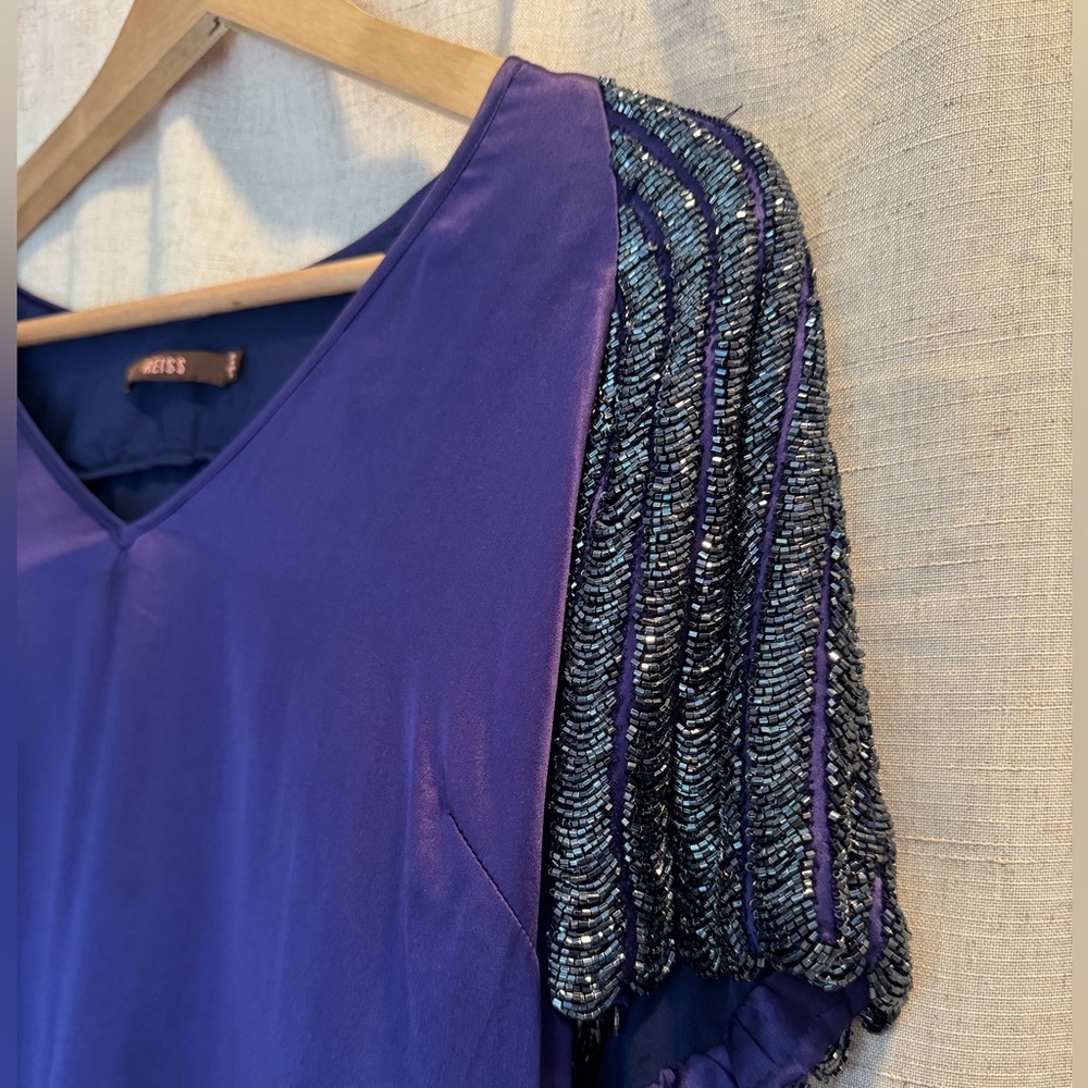 Reiss Silk Purple Short Sleeve Shift Dress